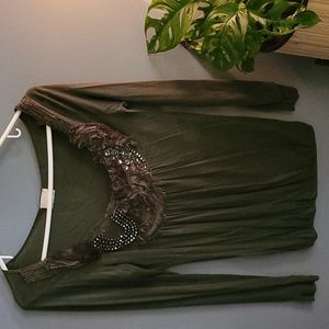 Green soft shirt.
